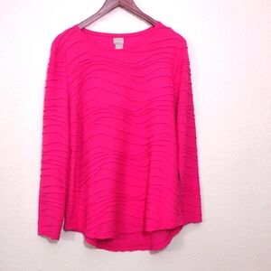 CHICO'S SIZE 2 (L) HOT PINK LONG SLEEVE PULL OVER SLIGHTLY USED